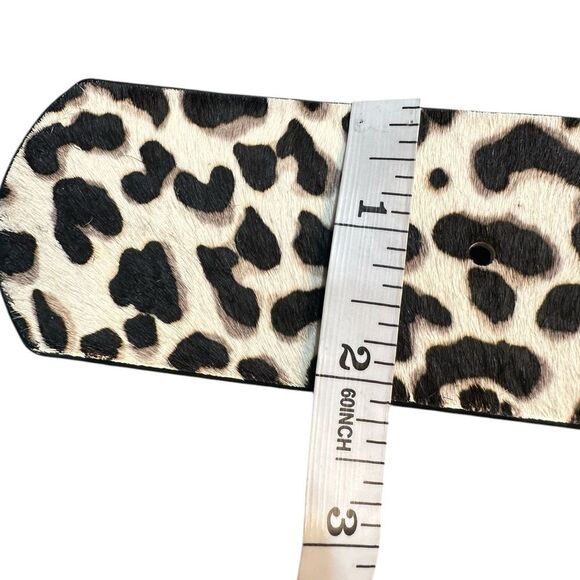 WHBM Leopard Print 2” Wide Width Leather & Calf Hair Statement Belt Size Medium - Picture 10 of 11